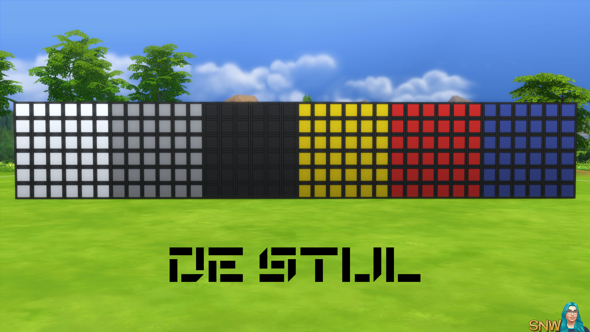 De Stijl Walls for The Sims 4