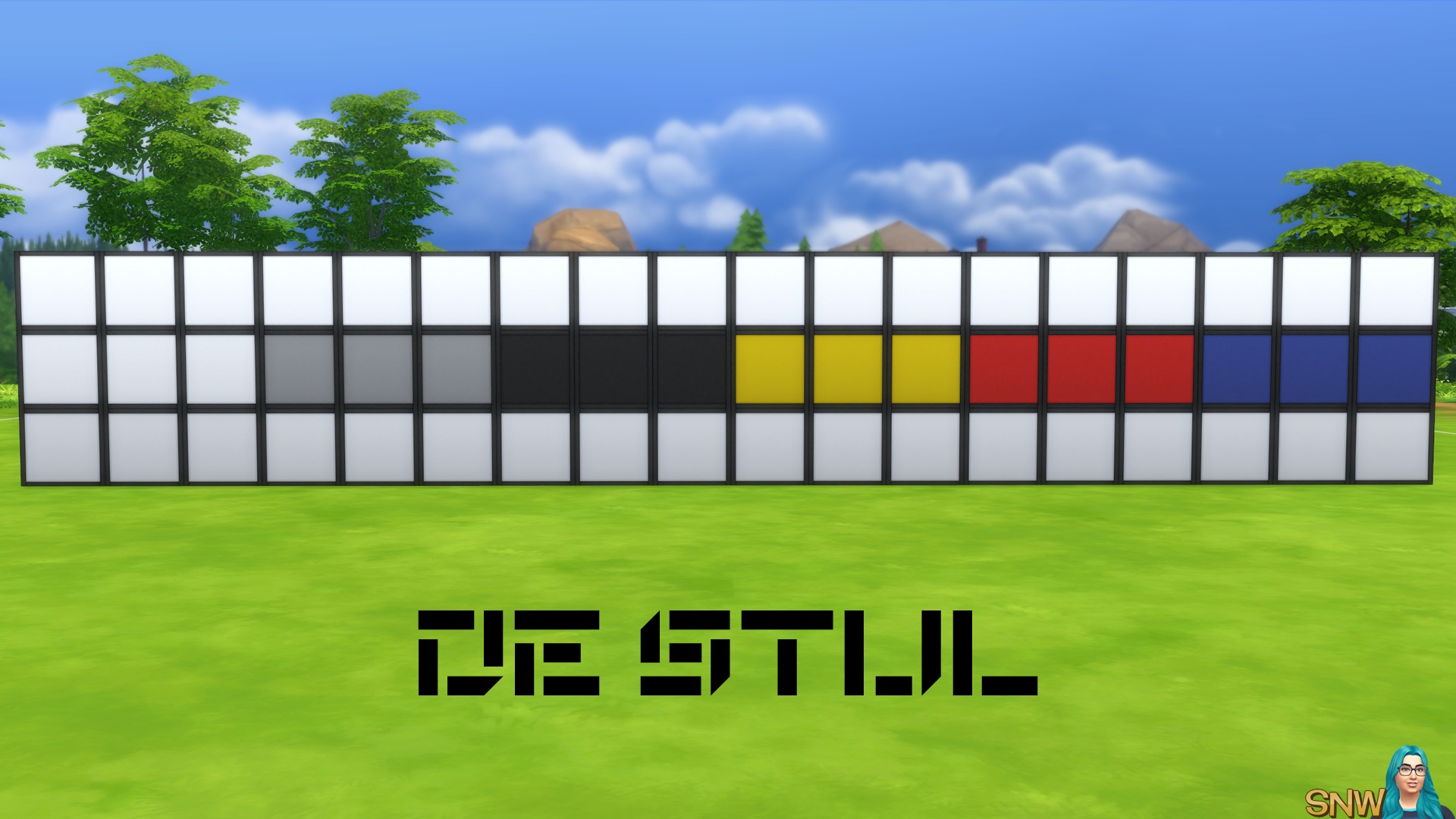 De Stijl Walls for The Sims 4